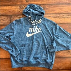 Nike Heathered Blue Women's Hoodie With Kangaroo Pocket